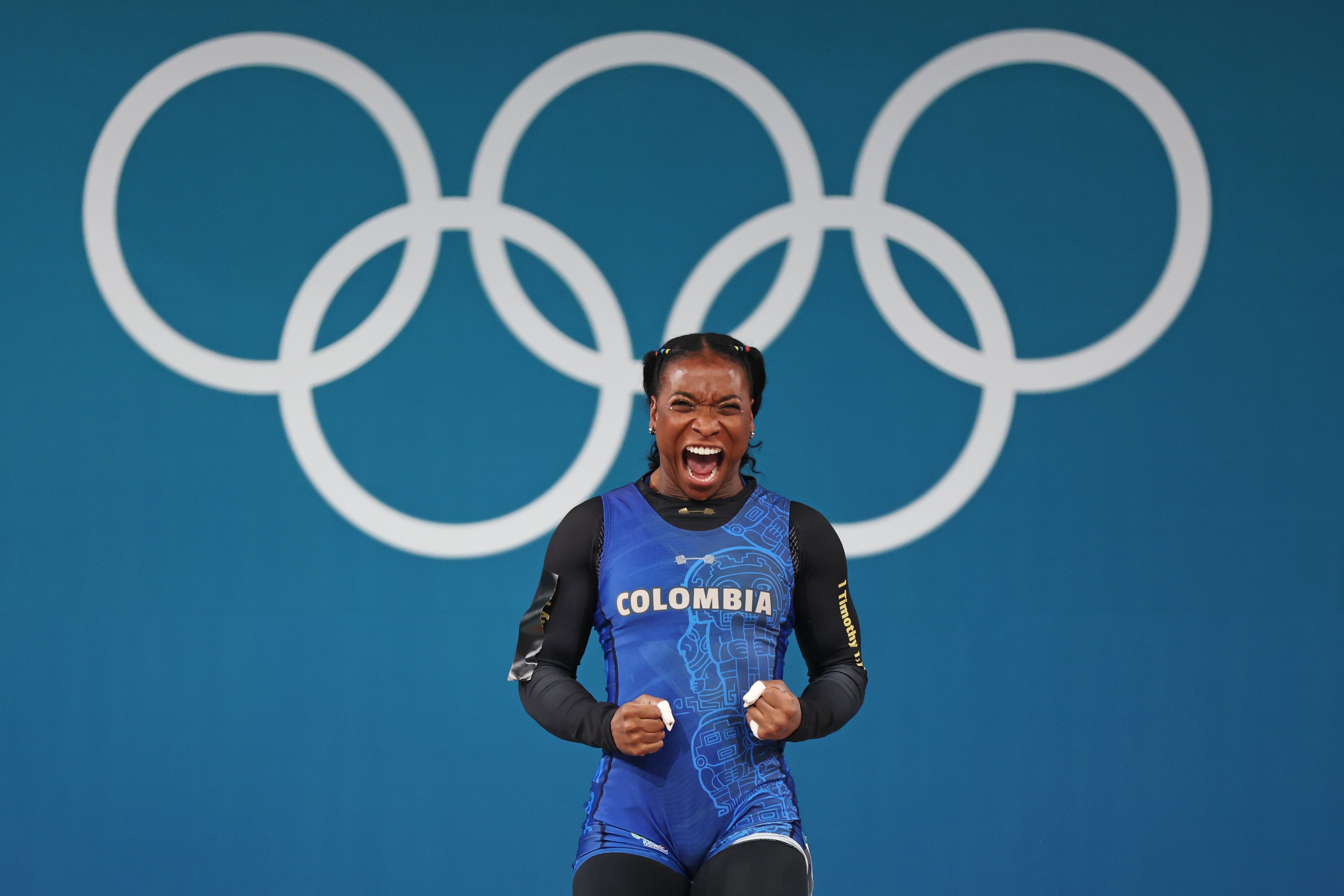 Yenny Álvarez, deportista colombiana en el levantamiento de pesas. (Photo by Matthew Stockman/Getty Images)