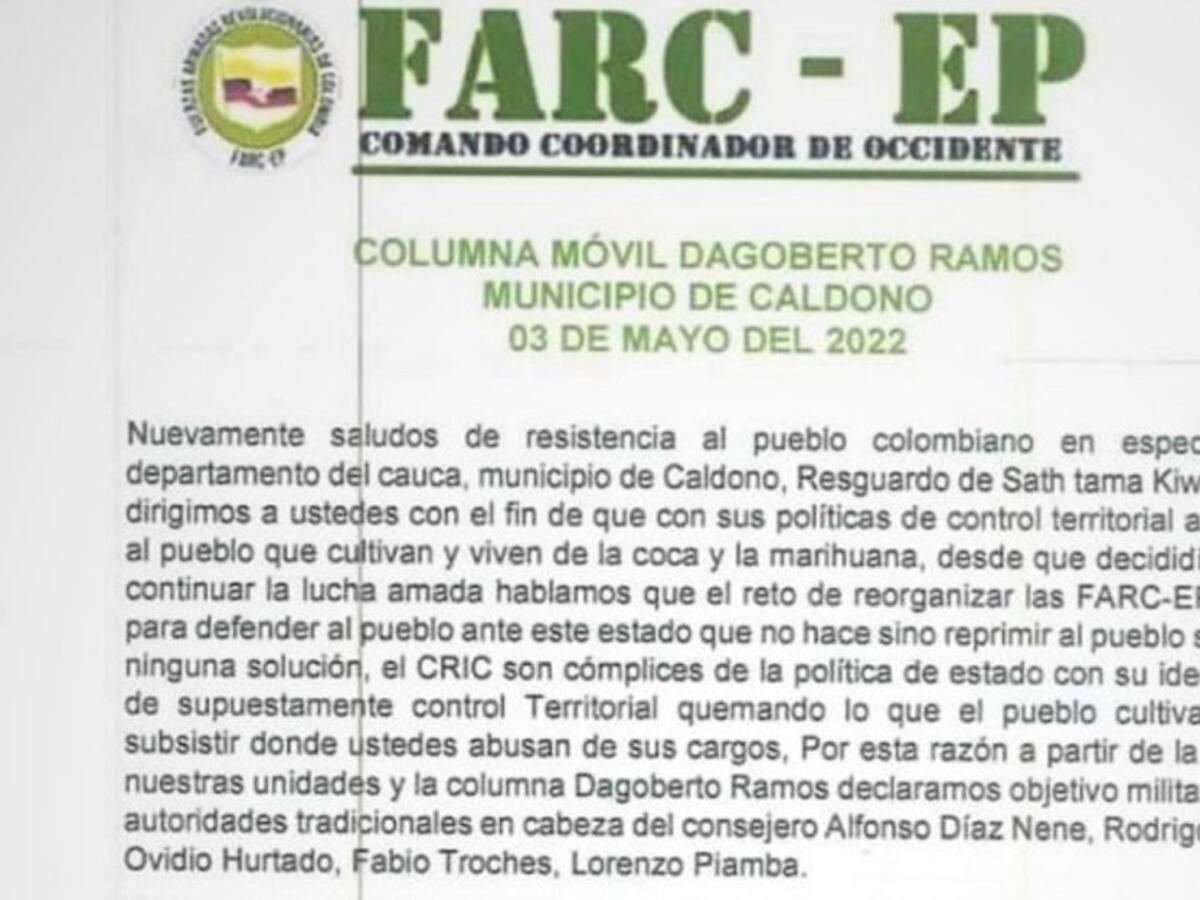 Denuncian nuevas amenazas contra líderes indígenas en Caldono, Cauca
