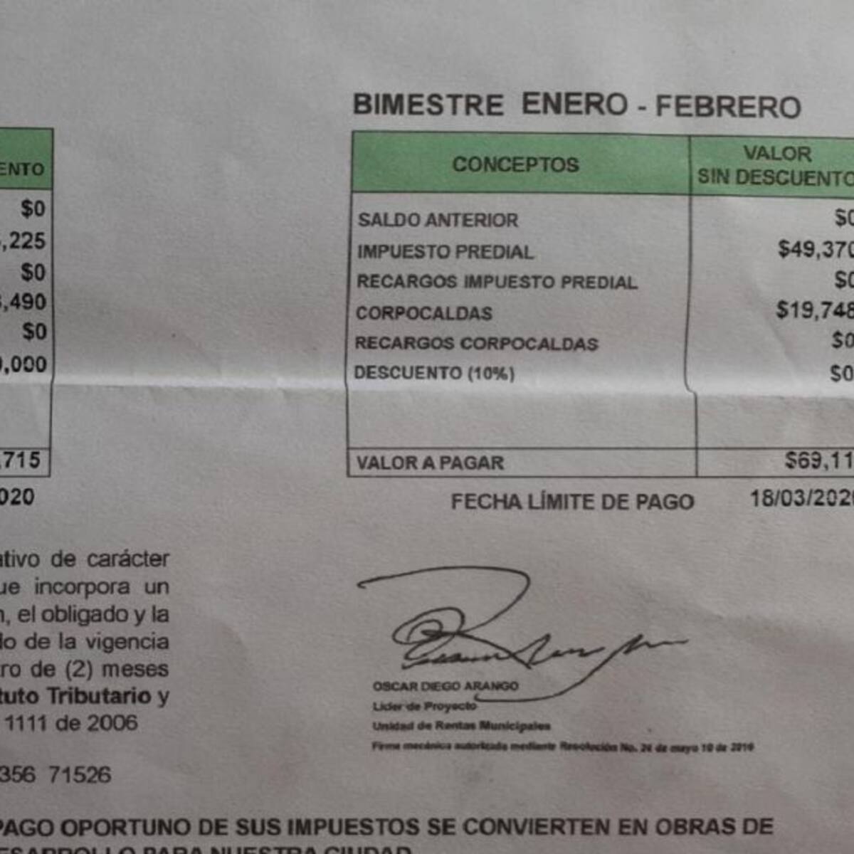 Factura del Impuesto Predial debe ser reclamada por los propietarios