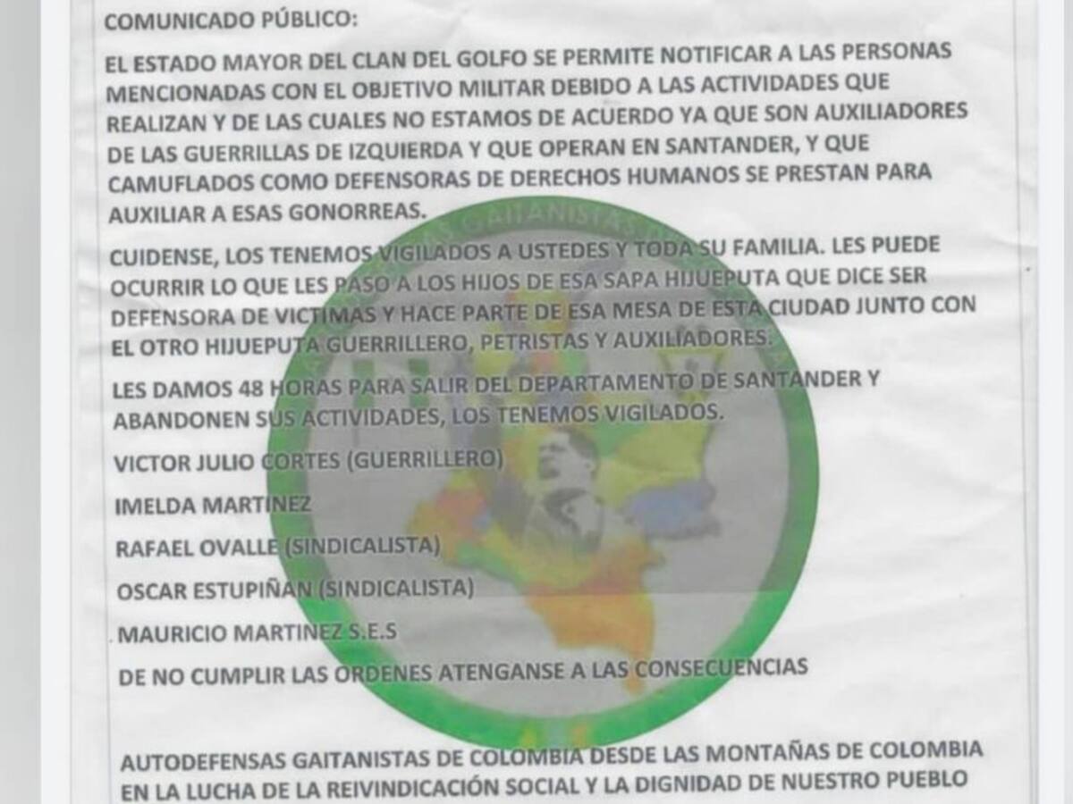 Amenazan cinco sindicalistas en Santander