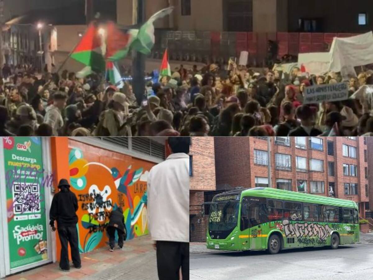 Masiva manifestación pro-Palestina en Bogotá terminó con varios heridos y vandalismo