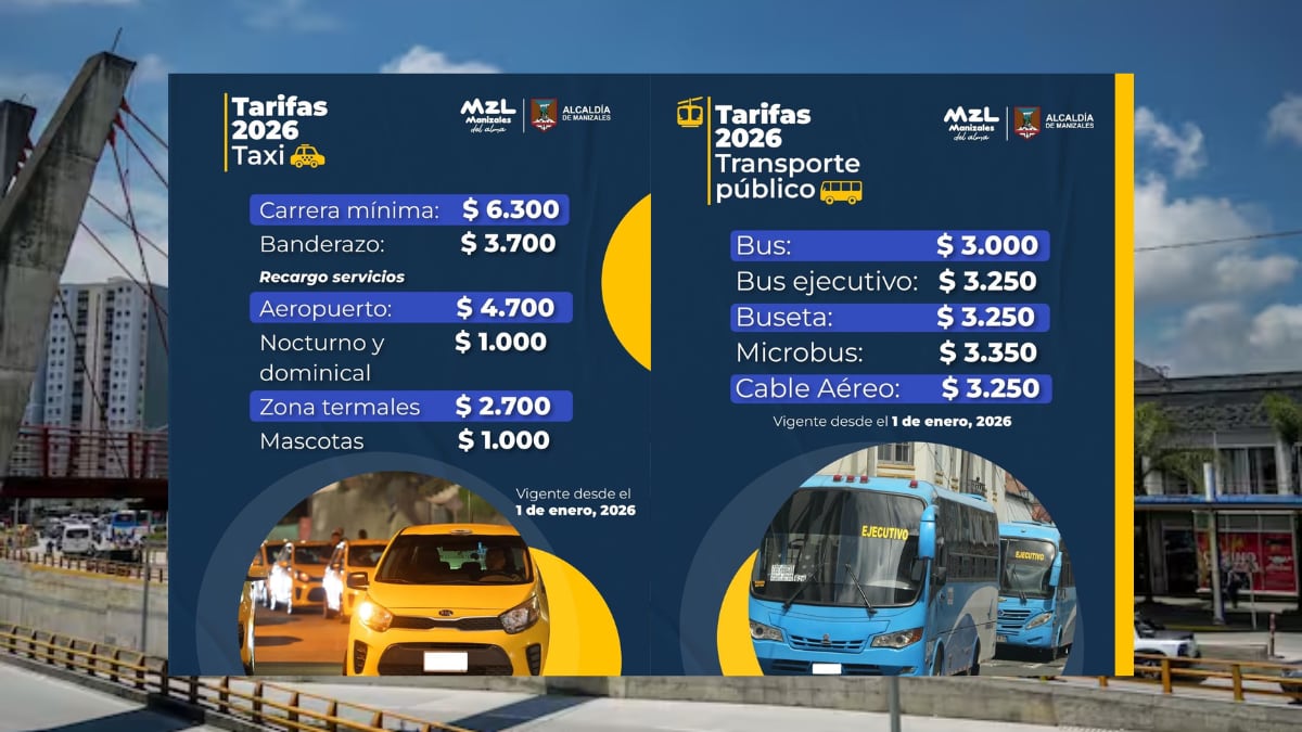 Nuevas tarifas para el transporte público en Manizales
