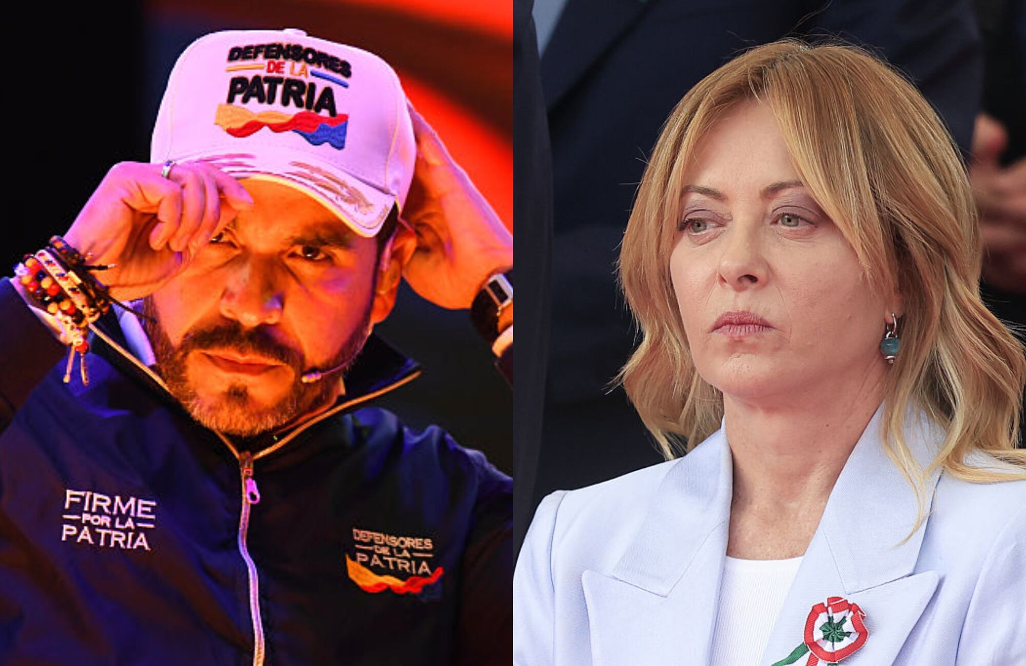 Aberlardo de la Espriella y Giorgia Meloni. Fotos: (Photo by: Andres Lozano/Long Visual Press/Universal Images Group via Getty Images) / (Photo by Riccardo De Luca/Anadolu via Getty Images)