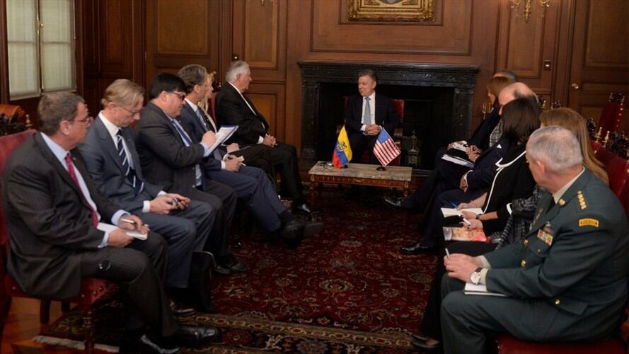 Rex Tillerson ya está reunido con el presidente Santos. Foto: Presidencia