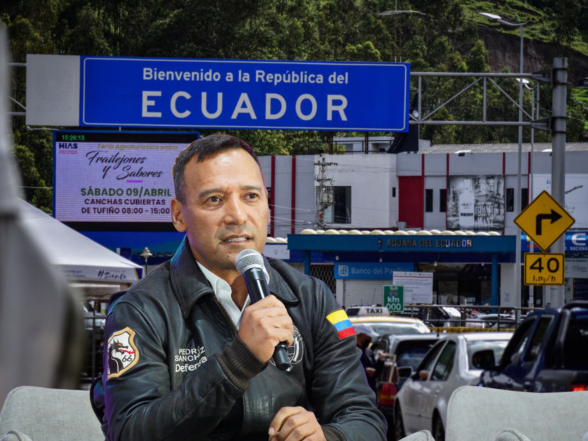 Pedro Sánchez y frontera con Ecuador. Fotos: EFE y Caracol Radio.
