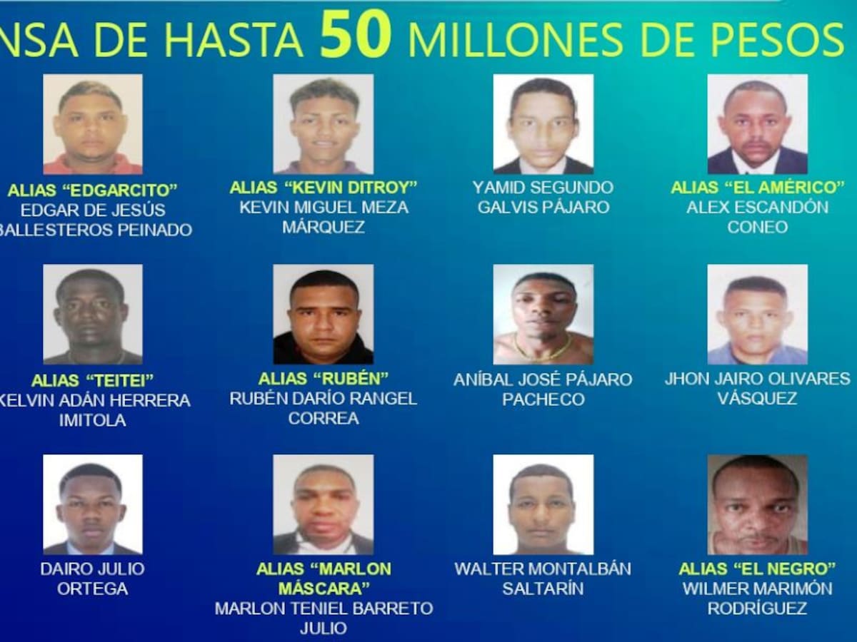 50 millones de pesos de recompensa para “Los Más Buscados” en Cartagena