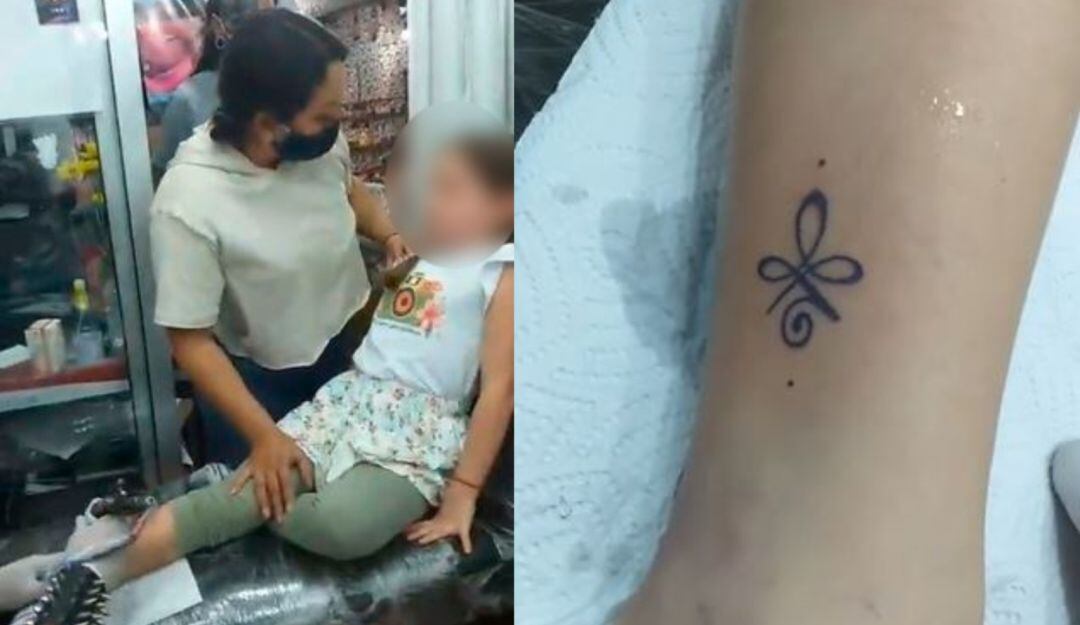 Niña obligada a tatuarse.