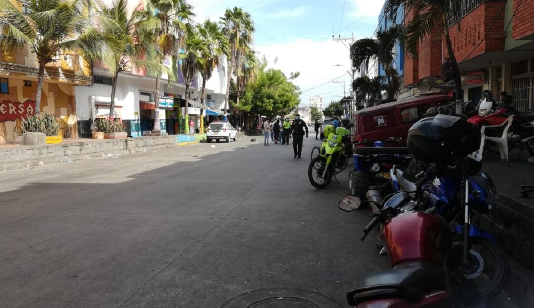 Lugar del atentado en el centro de Barranquilla