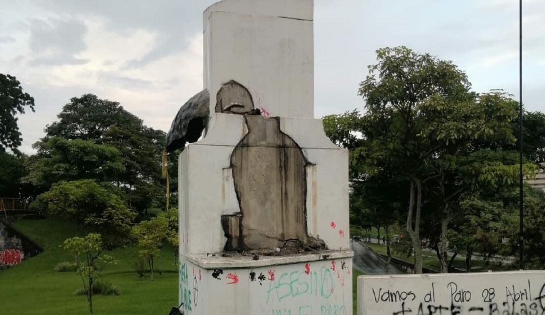 Así quedó el monumento Andrés López de Galarza. 