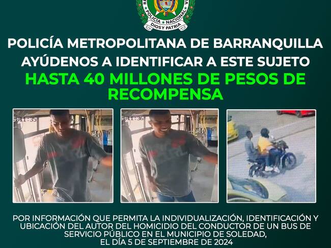 Autoridades buscan a presunto homicida de conductor de bus / Foto- Policía Metropolitana