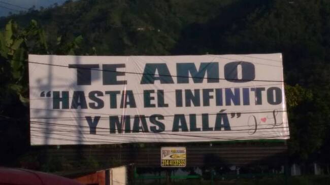 Valla ubicada en la calle 15 con carrera 8 de Ibagué