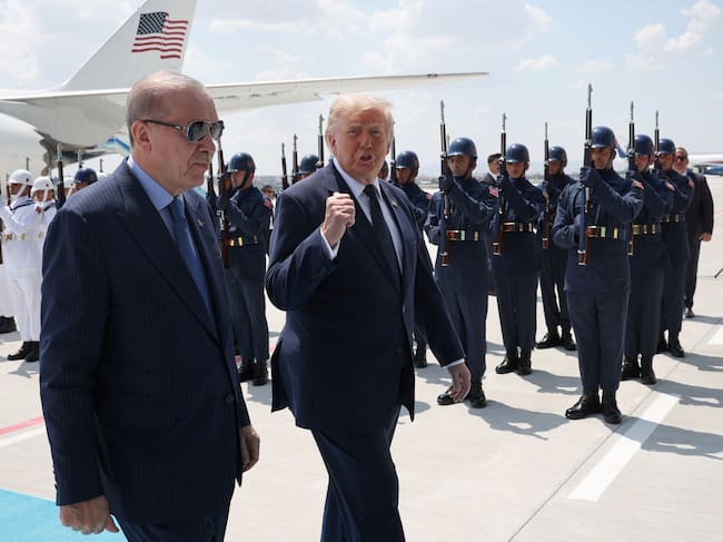 Donald Trump (derecha) y Recep Tayyip Erdogan (izquierda), presidentes de Estados Unidos y Turquía respectivamente (Cortesía: Win McNamee/Getty Images)