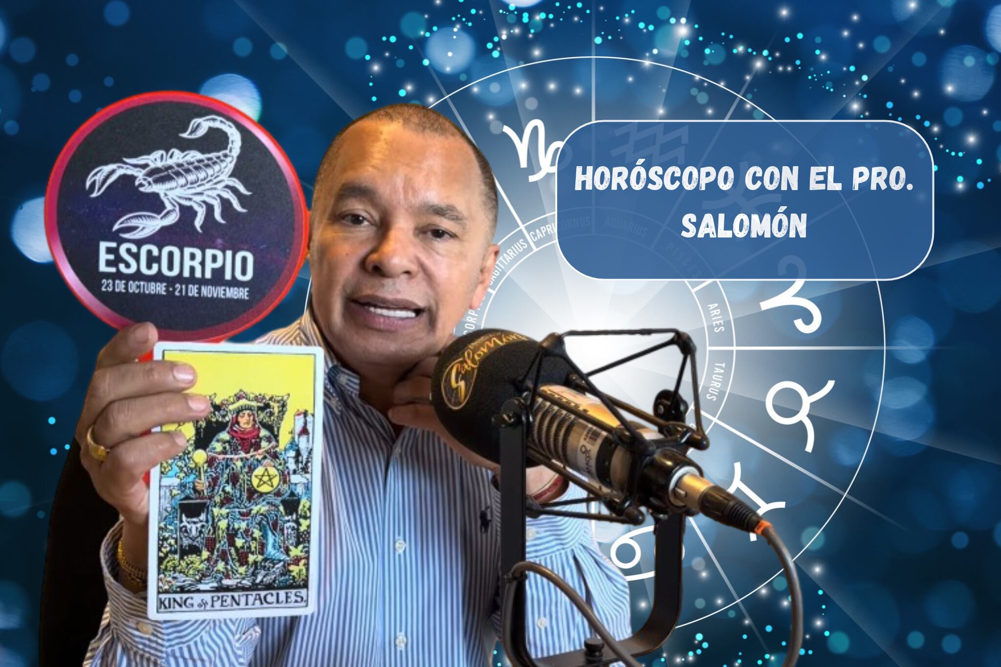 Él es el profesor Salomón, experto en la lectura del Horóscopo y el Tarot (Crédito: Profesor Salomón - Youtube) // De fondo: Imagen ilustrativa del horóscopo (Crédito: sarayut Thaneerat)