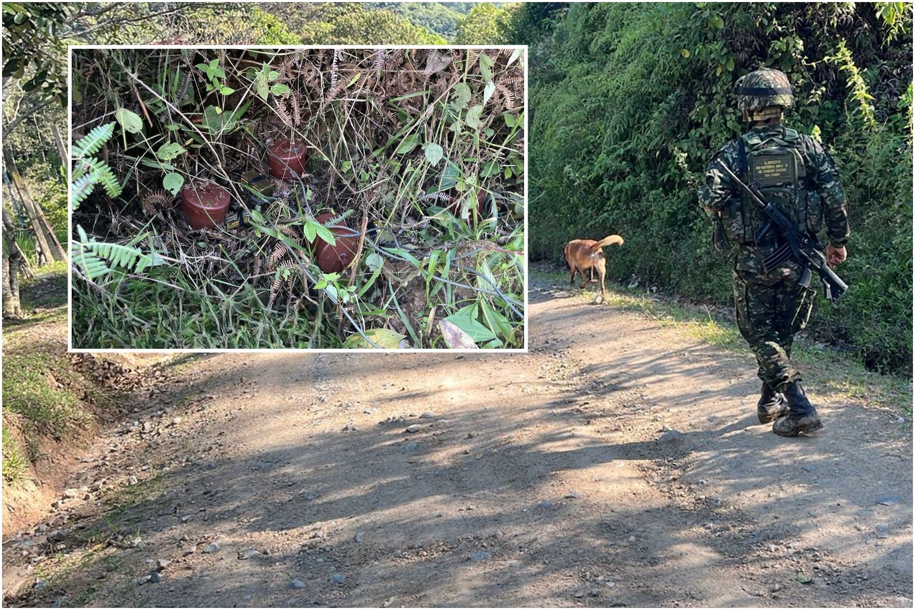 Imagen de referencia de militares y minas antipersonales