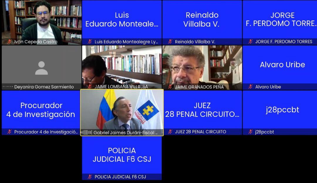 Foto tomada de la audiencia de solciitud de preclusión a favor del expresidente Álvaro Uribe 