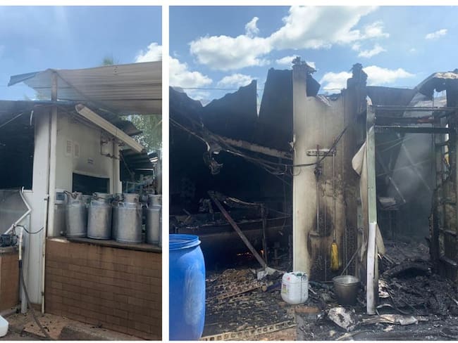 Personas armadas quemaron una empresa de lácteos en Cáceres