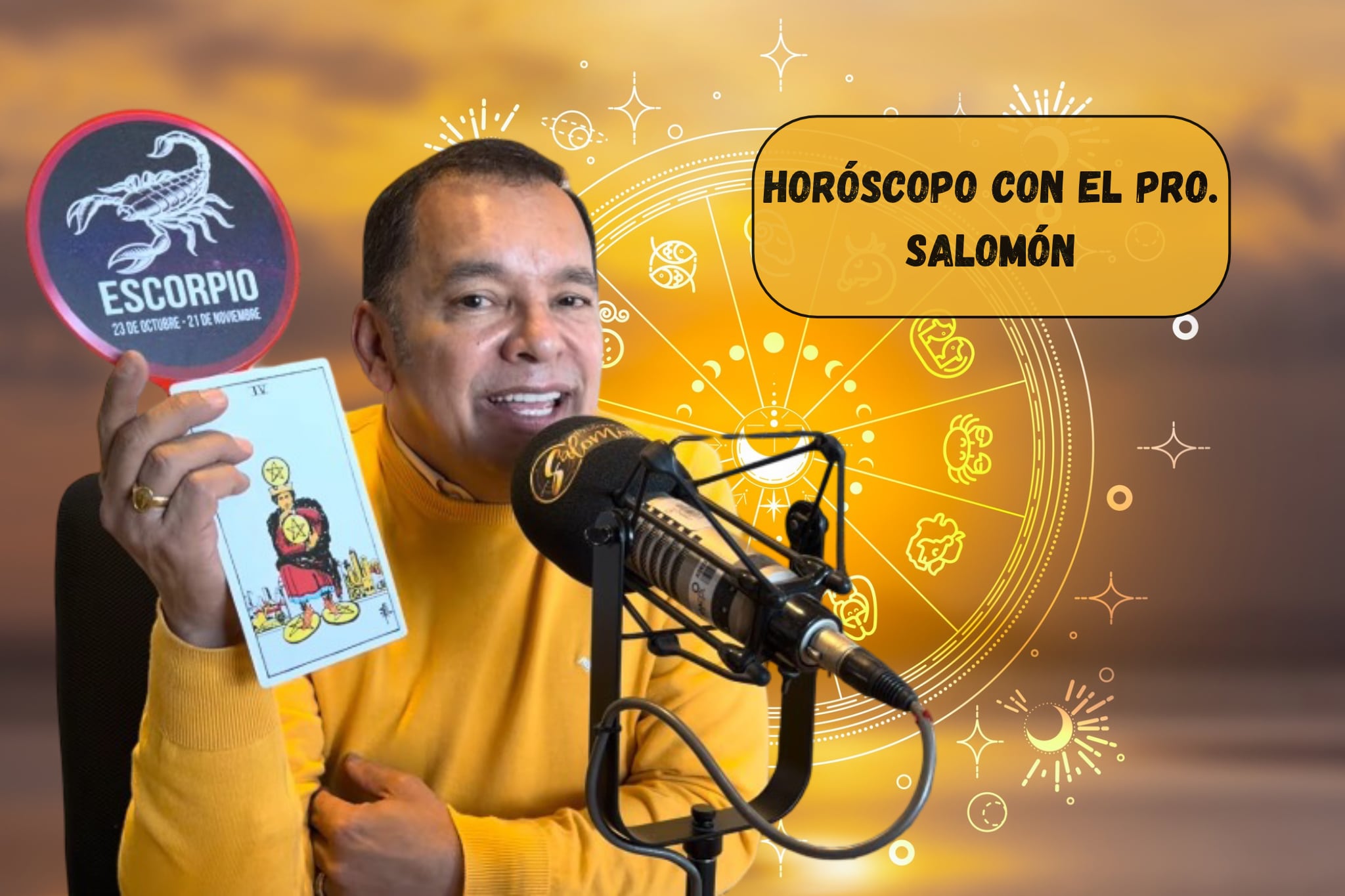 Él es el profesor Salomón, experto en la lectura del Horóscopo y el Tarot (Crédito: Profesor Salomón - Youtube) // De fondo: Imagen ilustrativa del horóscopo (crédito: 	Surasak Suwanmake)