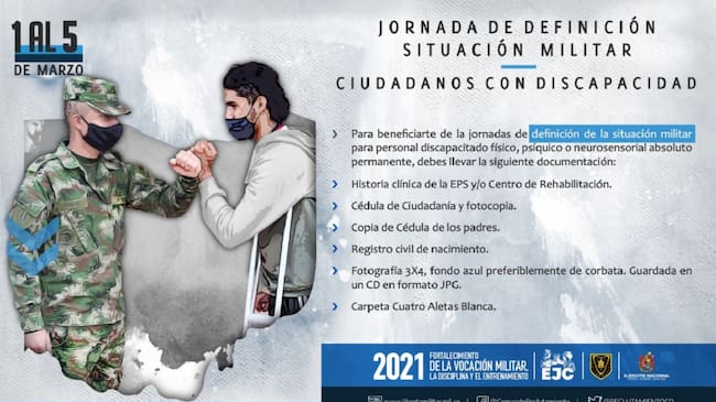 Convocatoria para libreta militar de personas con discapacidad