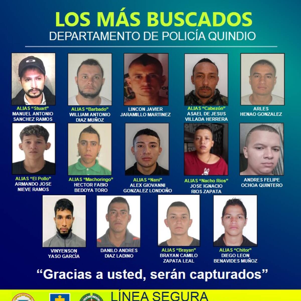 ¿Cuánto es el monto de recompensa por cartel de los más buscados en Quindío?