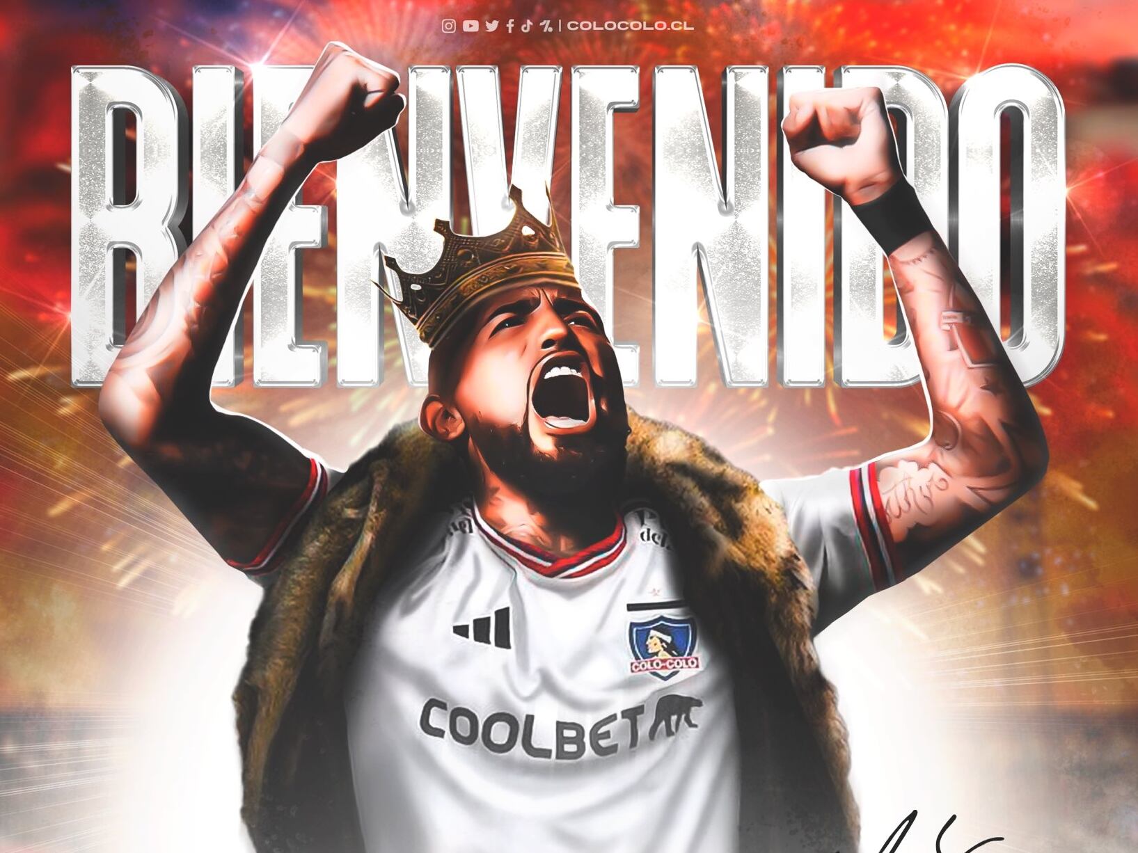 Arturo Vidal en su presentación por Colo Colo / Twitter: @ColoColo.