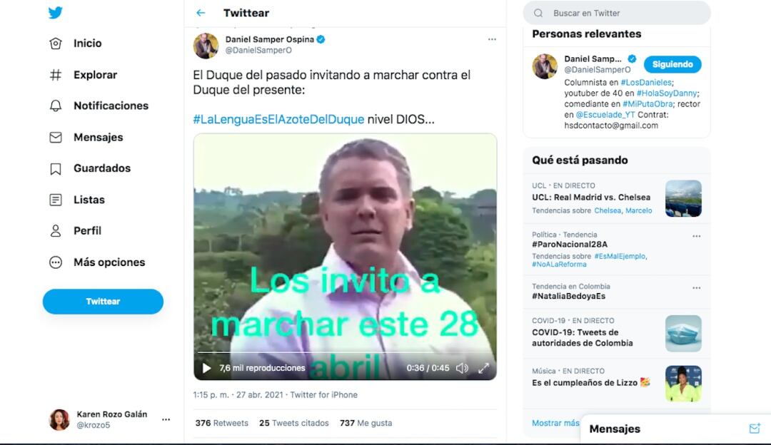 Video Iván Duque senador. 