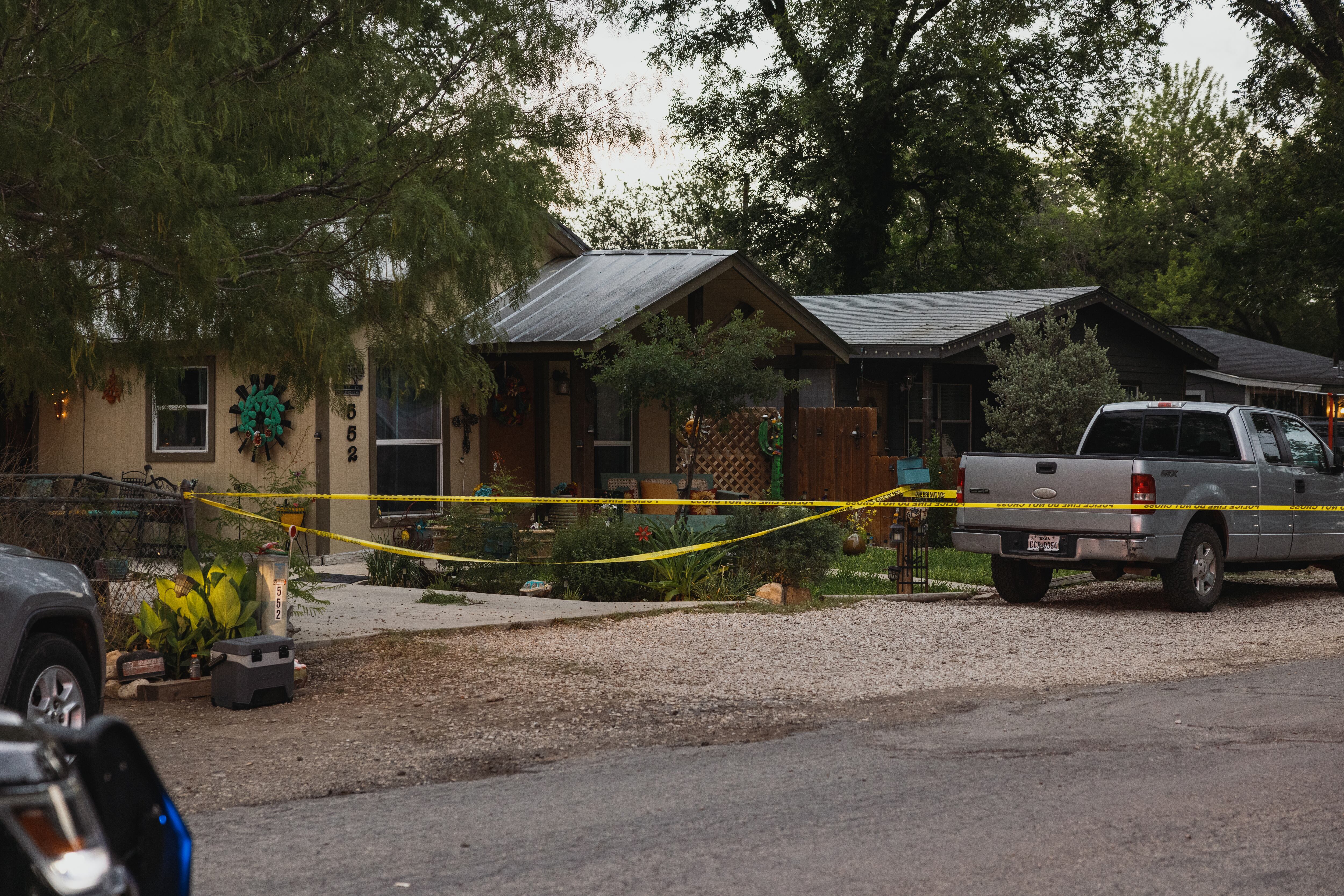 UVALDE, TX - MAY 24: The home of suspected gunman, 18-year-old Salvador Ramos, is cordoned off with police tape on May 24, 2022 in Uvalde, Texas. According to reports, Ramos killed 19 students and 2 adults in a mass shooting at Robb Elementary School before being fatally shot by law enforcement. (Photo by Jordan Vonderhaar/Getty Images)
