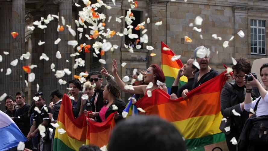 Representantes de la comunidad Lgbti que defiende el matrimonio igualitario. Foto: Colprensa.
