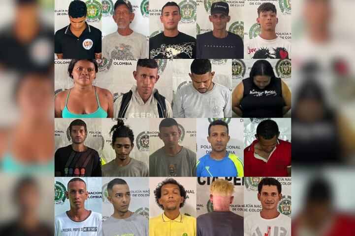 19 capturados y más de 2.000 dosis de droga incautadas en operativo en el Magdalena. Foto: Gobernación del Magdalena