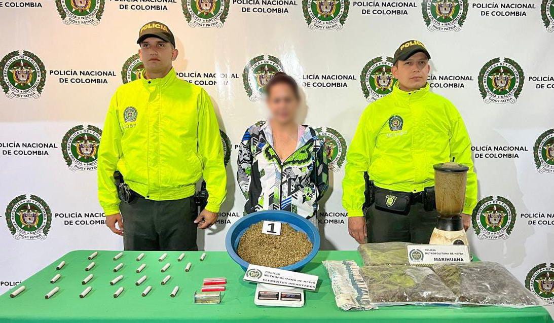 Incautan  1892 gramos de marihuana lista para dosificar. Foto Policía Neiva.