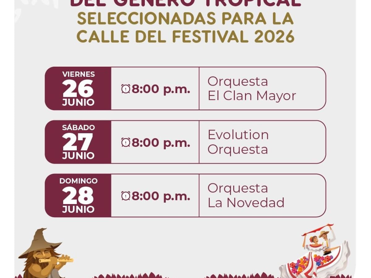 Orquestas huilenses ya tienen escenario en la Calle del Festival versión 65