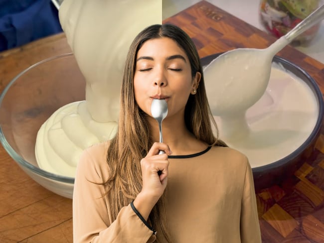 Suero costeño, imagen de referencia tomadas de redes sociales oficiales de 'La mamá de las recetas ' y 'Federico Martínez; Mujer probando, imagen de referenica (Getty Images).