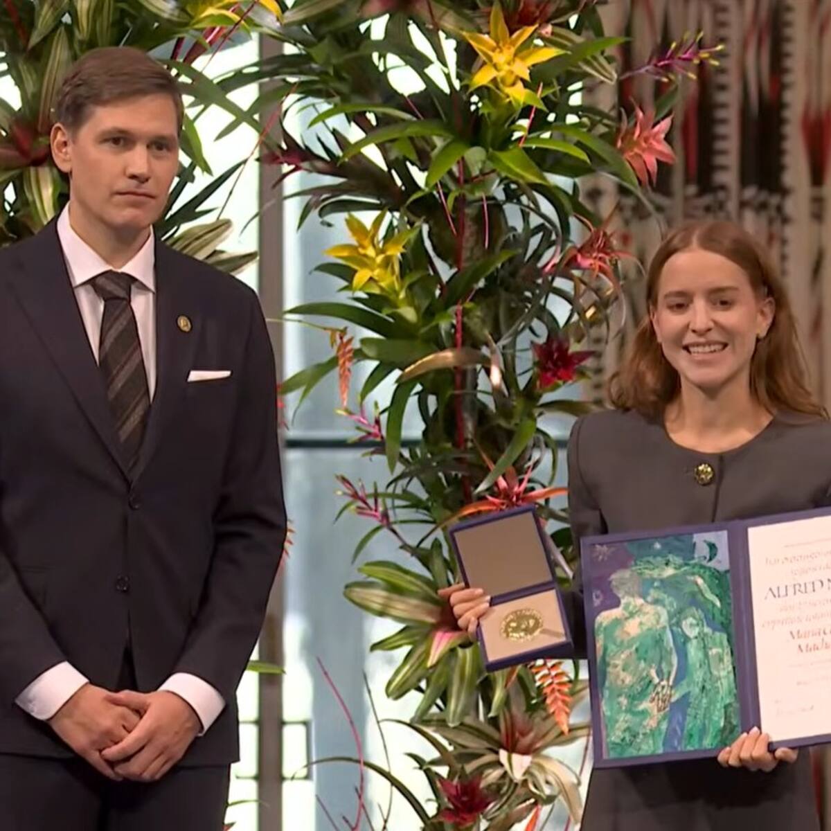 Familia de María Corina Machado recibe el Nobel de Paz en nombre de la líder opositora
