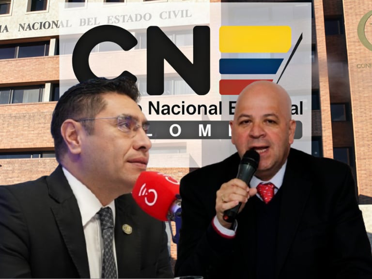 Imagen de referencia | Cristian Quiroz (izquierda): Caracol Radio / Benjamín Ortiz (derecha): Colprensa / CNE (fondo): Foto suministrada. 
