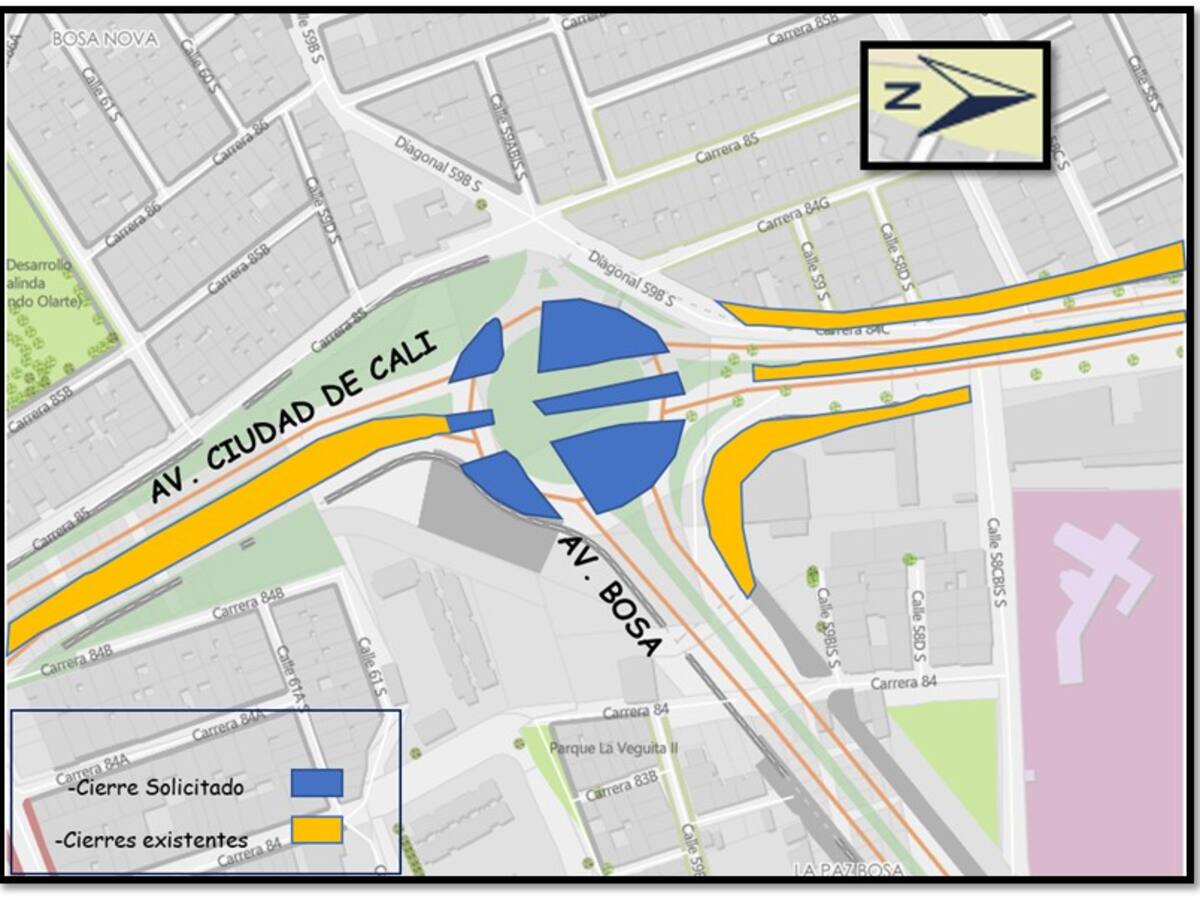 Cerrada por 5 meses glorieta de la Av. Ciudad de Cali con Av. Bosa en Bogotá