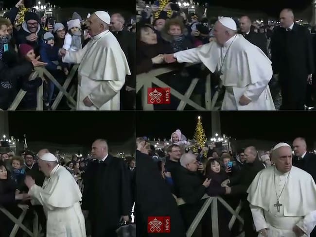 El Papa le da un manotazo a creyente que quería saludarlo