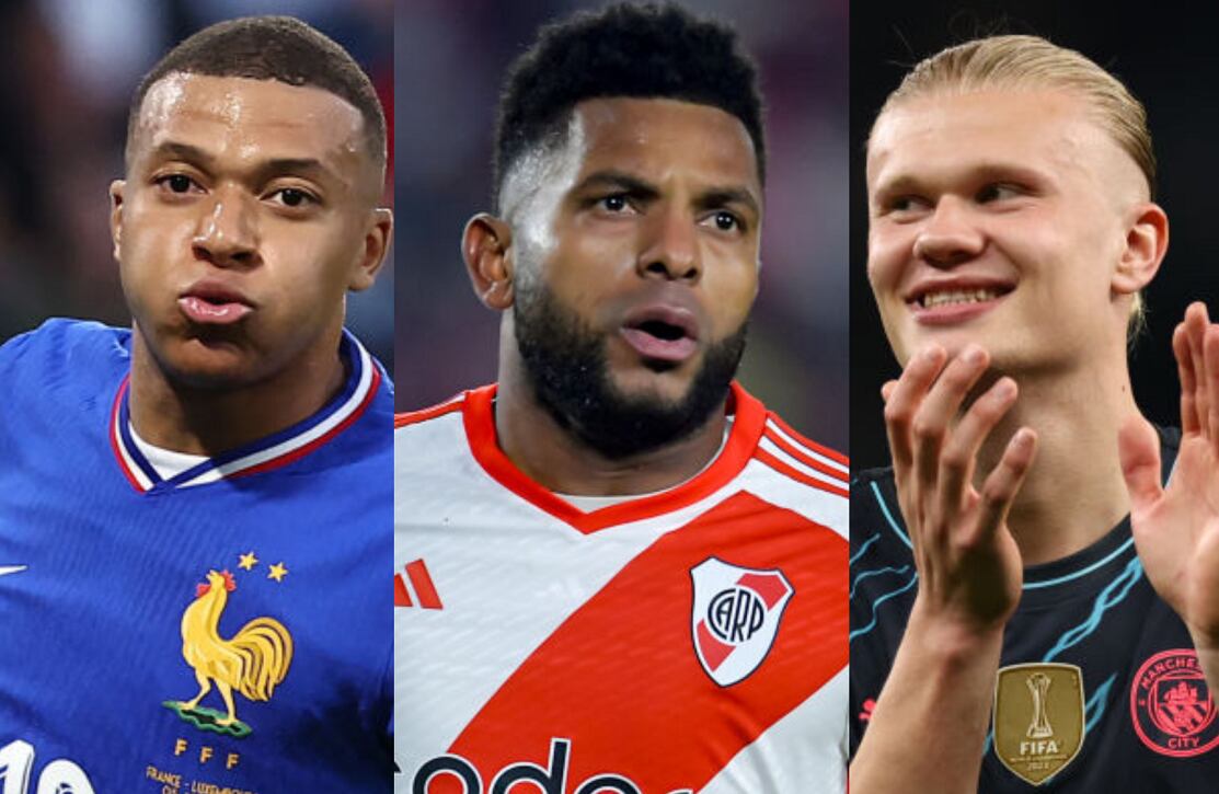 Kylian Mbappé, Miguel Borja y Erling Haaland / Getty Images