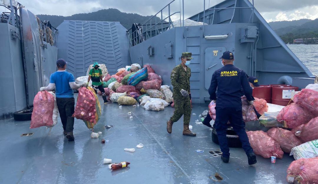 Las toneladas de reciclaje fueron transportadas en el buque “Golfo de Tribugá”.