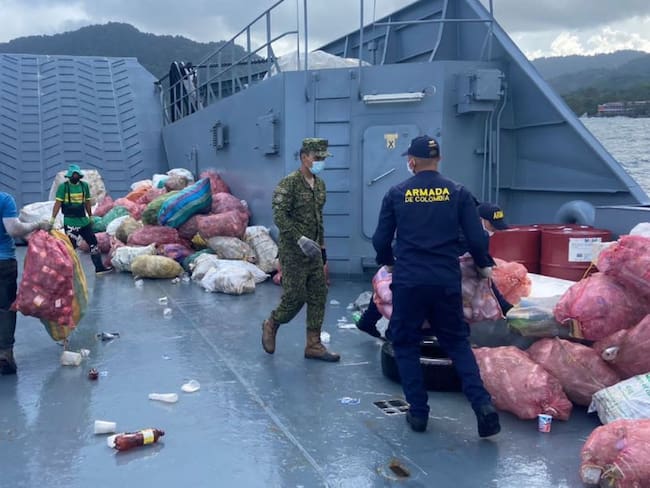 Las toneladas de reciclaje fueron transportadas en el buque “Golfo de Tribugá”.
