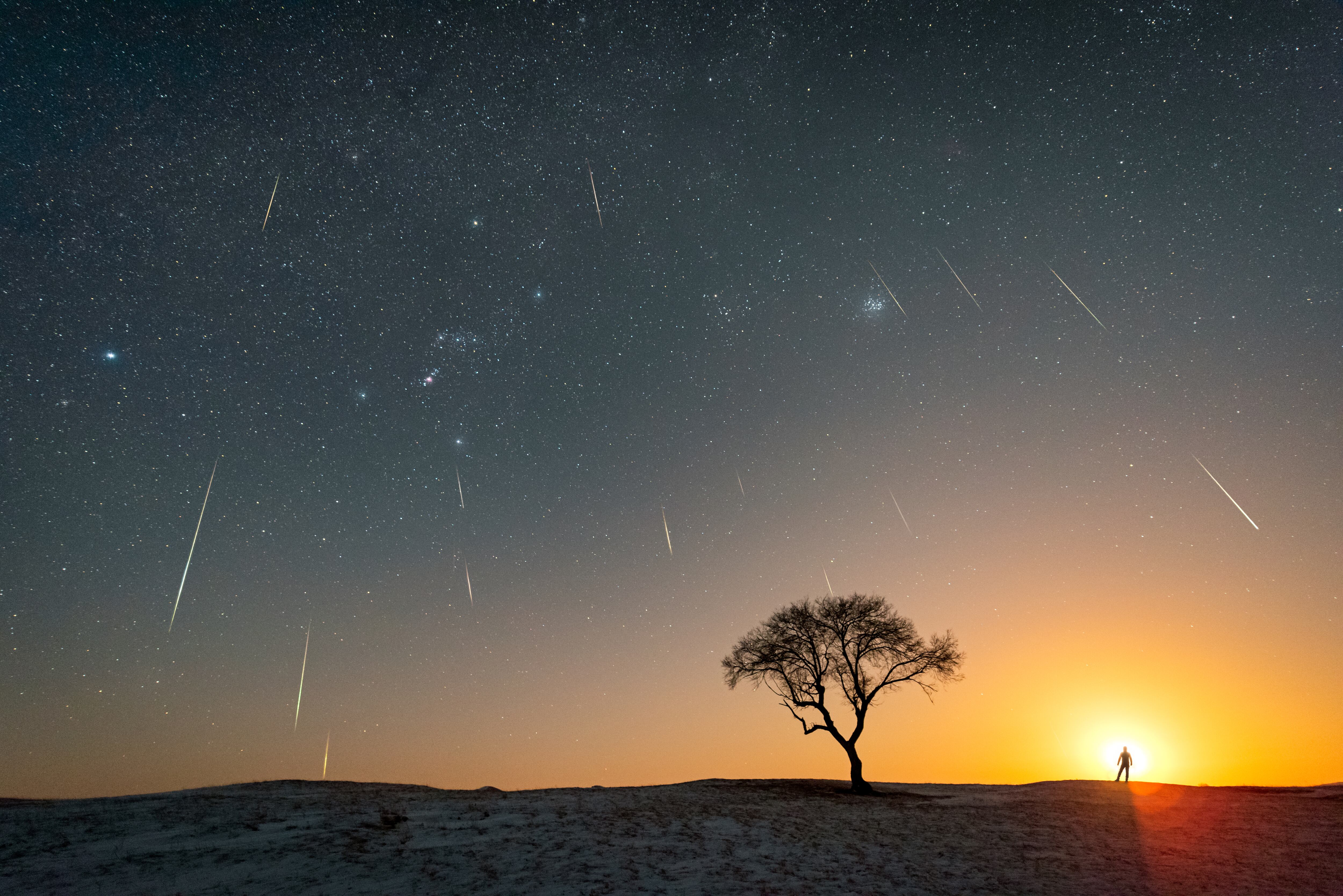 Geminid meteor shower in Inner Mongolia, China on December 14, 2021
