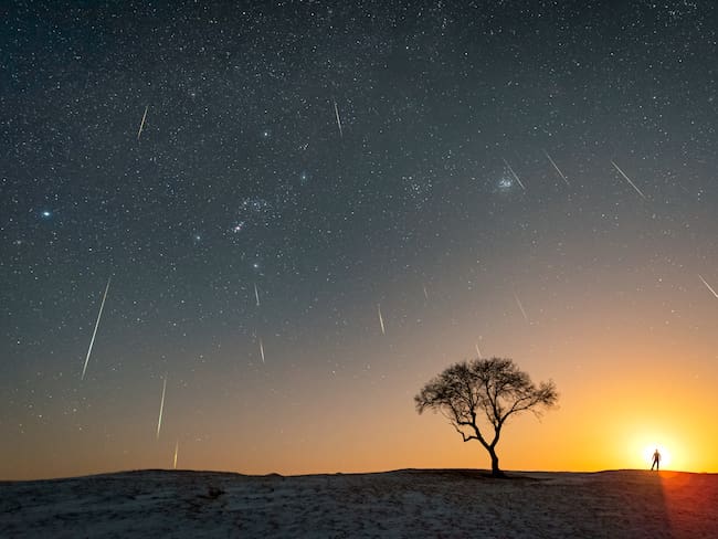 Geminid meteor shower in Inner Mongolia, China on December 14, 2021