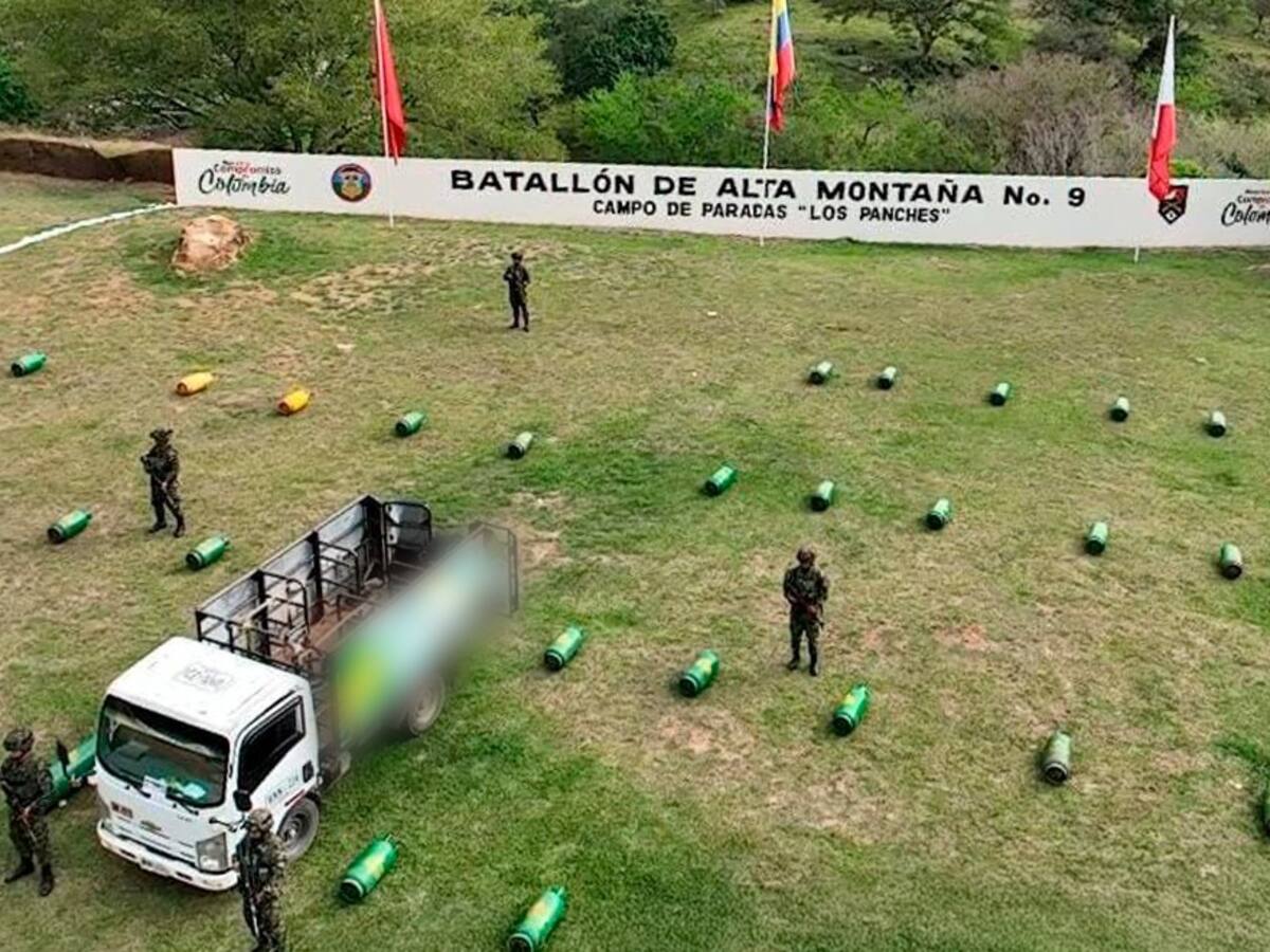 Frustran plan terrorista en el Huila tras recuperar 47 cilindros usados para acciones terroristas