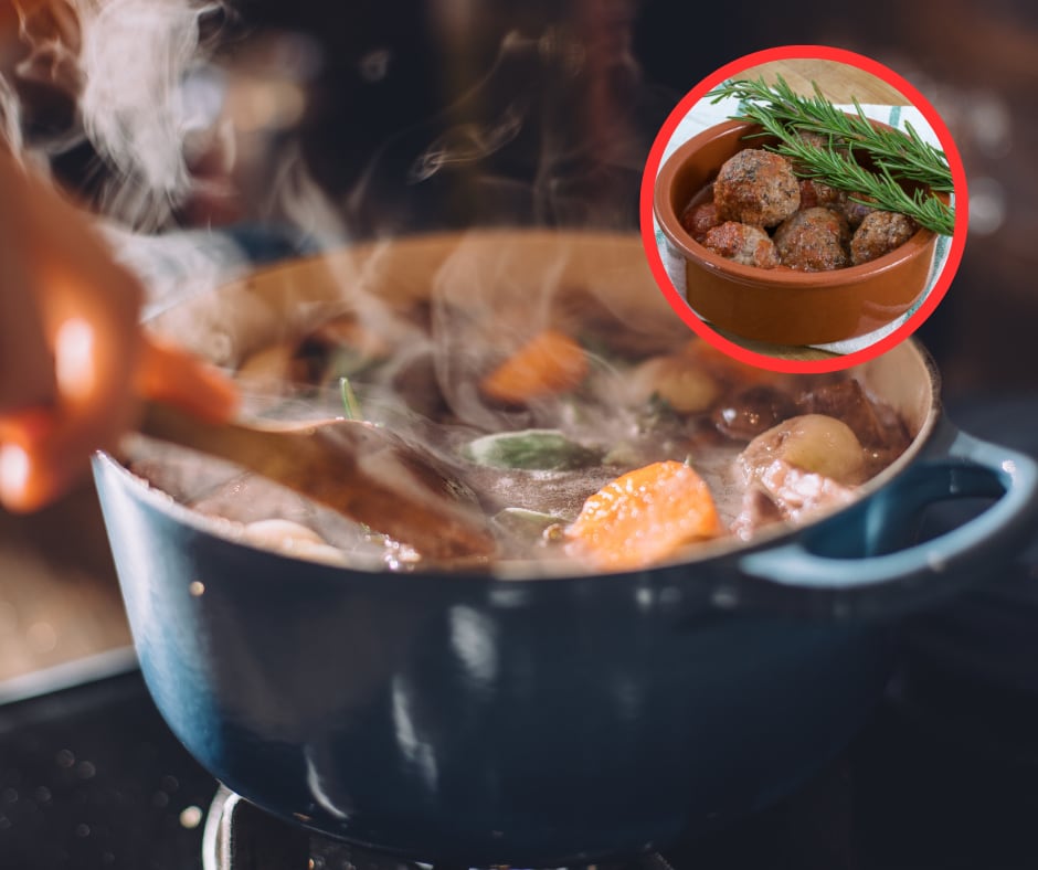 Persona preparando una sopa e imagen de criadillas cocinadas (Getty Images)