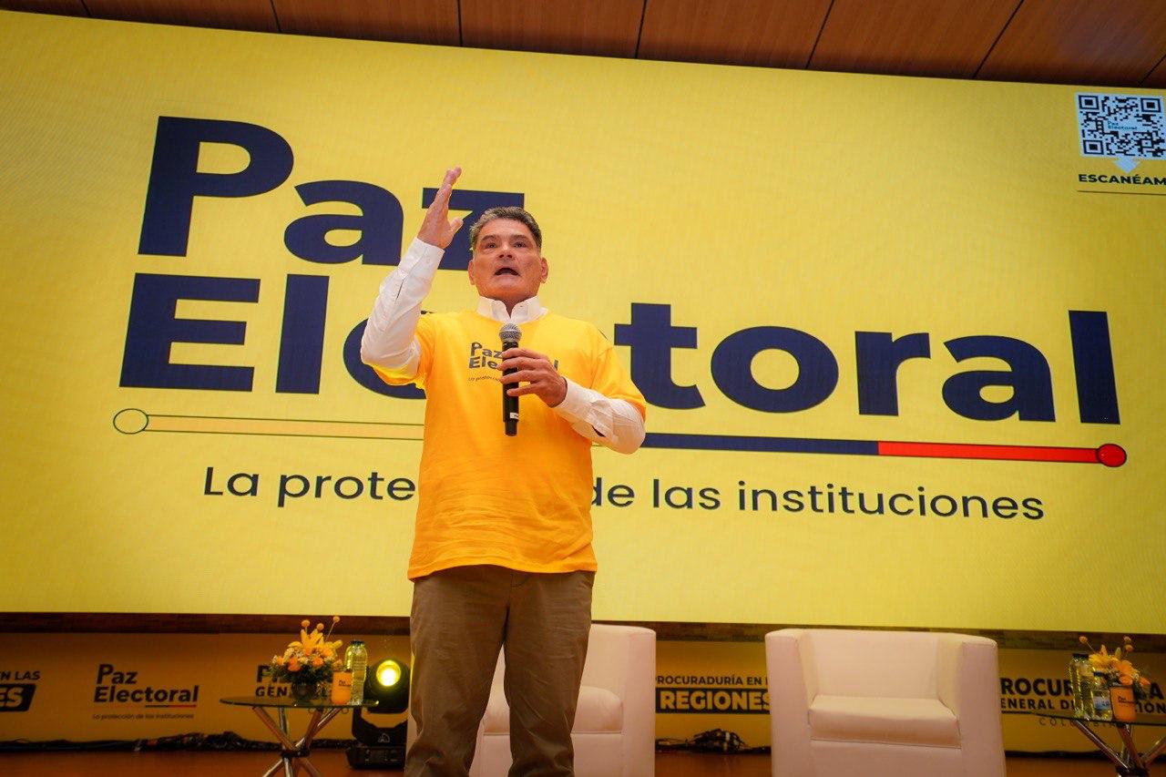 El procurador general de la Nación, Gregorio Eljach Pacheco, socializó con 178 procuradores territoriales y delegados del país la Estrategia Paz Electoral.Foto: Procuraduría.