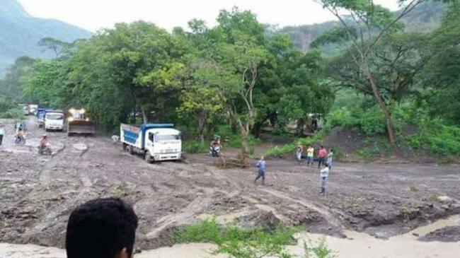 Sector de la quebrada La Amarilla en donde se presenta el cierre vial