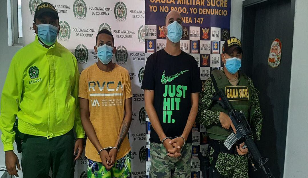 Alias ‘Daniel’ y alias ‘Guasón’, capturados en Sincelejo.