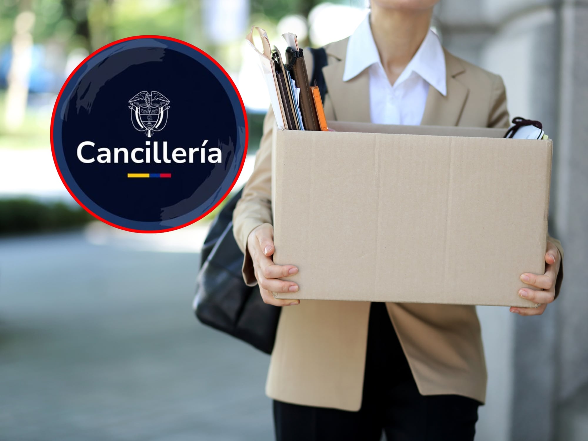 Logo Cancillería e imagen de referencia de desempleo. Fotos: X @CancilleriaCol / Getty Images