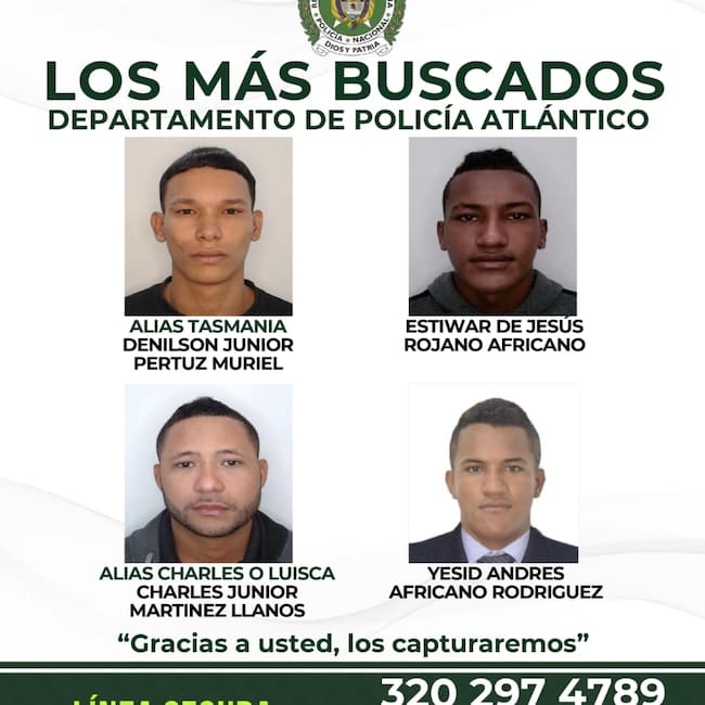 Foto: Cartel difundido por las Policía del Atlántico.