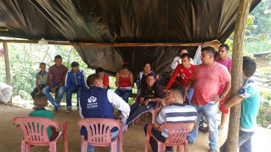Desplazados instalan tercer refugio en la zona del Catatumbo. Foto: Defensoría del Pueblo de Ocaña