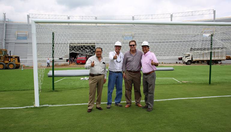 Luis H. Rodríguez en comapañia de Gabriel Camargo, Ramón Jesurum y Andrés Botero. 