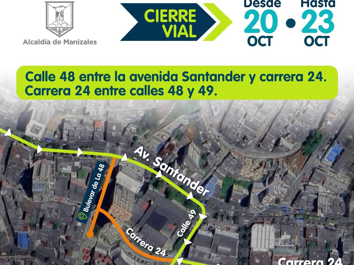 En Manizales por desmonte de grúa cerrarán hasta el lunes la carrera 24 con calles 48 y 49